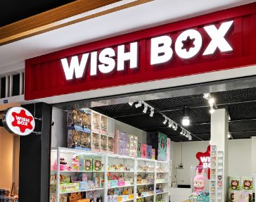ป้ายอักษรไฟสแตนเลส " WISH BOX "